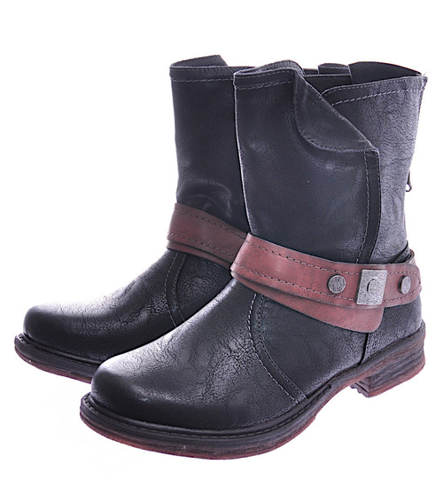 Czarne damskie botki na niskim obcasie /A5-3 12416 T269/