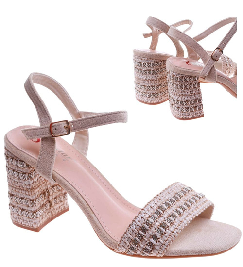  Beżowe sandały espadryle na słupku Seastar /F2-2 17655 S385/