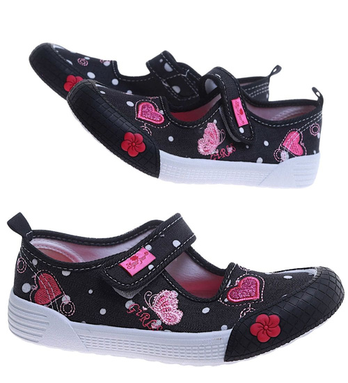 Czarne dziewczęce tenisówki na rzep /B5-1 17427 T182/