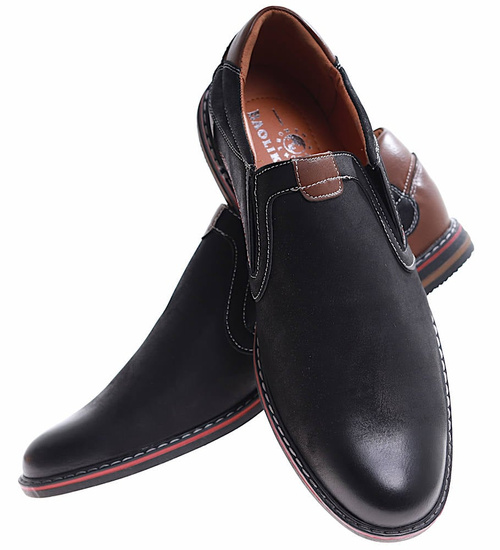 Czarne wsuwane męskie półbuty /E1-3 16946 S498/