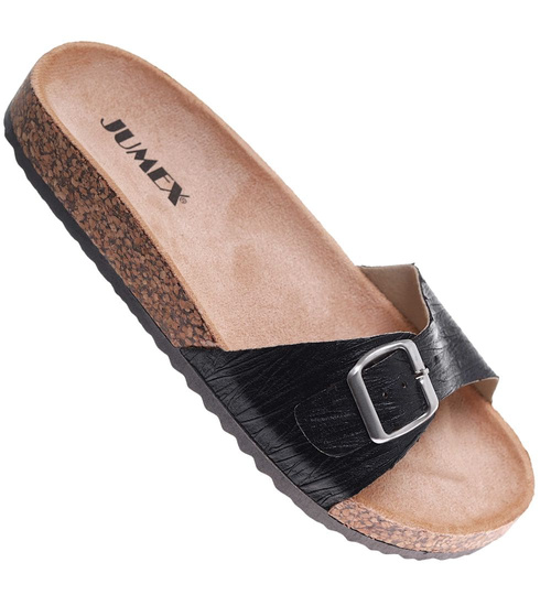  Czarne profilowane klapki damskie /G7-2  17715 T182/