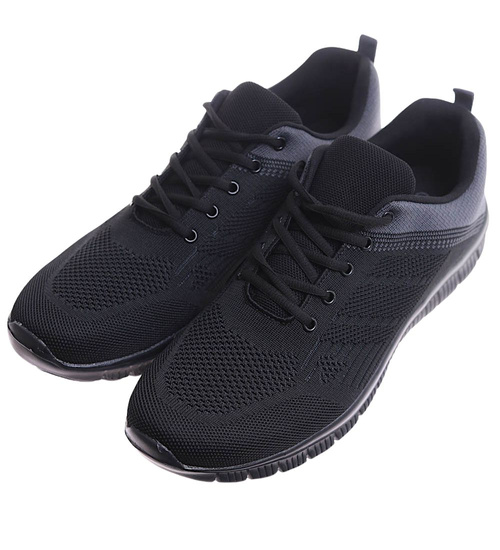 Sznurowane czarne męskie buty sportowe Duże rozmiary /B6-1 17467 S479/