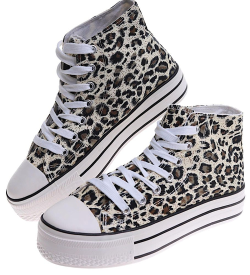 Wysokie trampki damskie na platformie Panterka /D9-2 16741 G9-84/