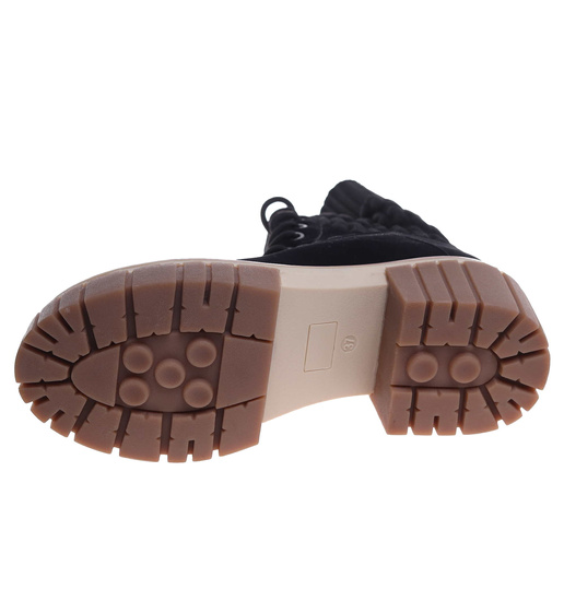 Czarne botki trapery na platformie /A6-3 18132 T333/