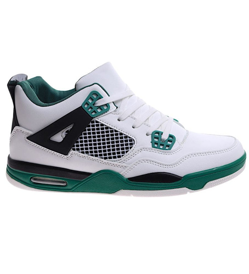 Wysokie męskie buty sportowe sneakersy White Green /B1-2 17217 T682/