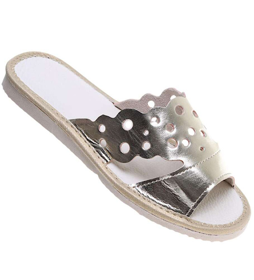 Złote ażurowe domowe klapki kapcie /G11-1 16203  S165/