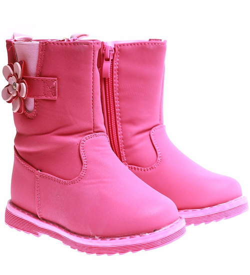 Ocieplane różowe kozaki dziewczęce /B3-2 17142 T198/