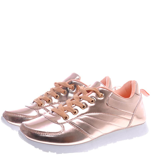 Lekkie złote sportowe buty damskie /F7-1 12929 T292/