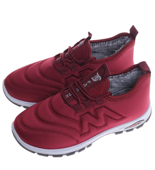 Ocieplane buty chłopięce sportowe Bordowe /B5-3 18160 T336/