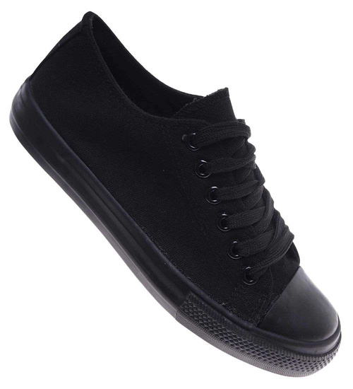 Klasyczne czarne trampki damskie z niską cholewką /E5-2 18680 T185/