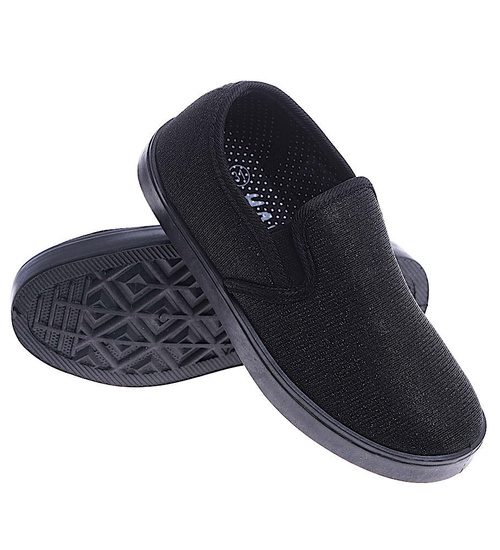 Wsuwane czarne dziewczęce tenisówki slip on /G11-2 14828 T116/