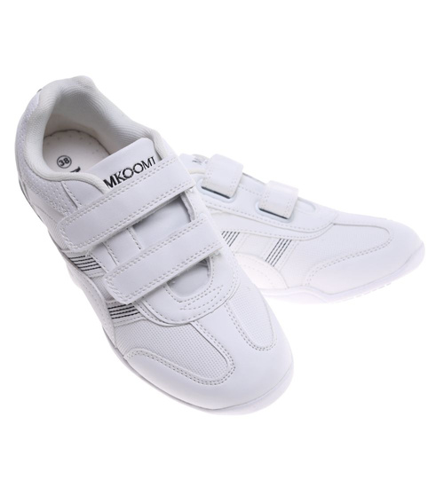 Białe damskie buty sportowe na rzepy ost506