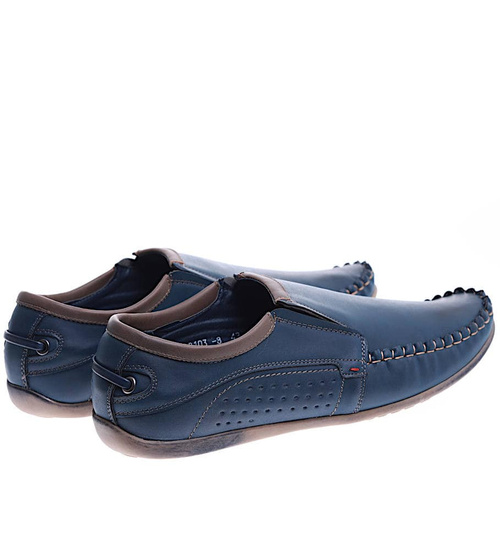 Wkładane męskie granatowe półbuty mokasyny /F8-3 15733 T389/