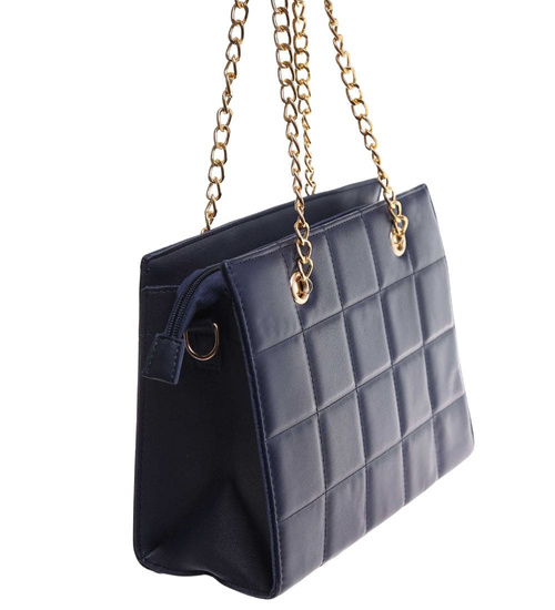 Granatowa torebka kuferek z łańcuszkiem i paskiem /H2 K27 TB675 G195/