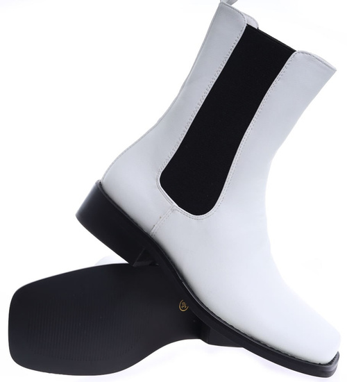 Wysokie białe botki sztyblety /E10-2 15142 S238/