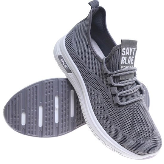 Wsuwane ażurowe szare męskie buty sportowe /A1-2 17762 GF285/