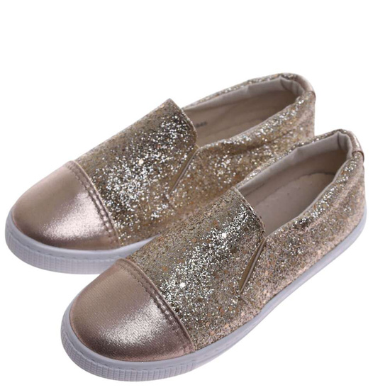 Złote wsuwane trampki dziewczęce /E9-2 17284 T121/