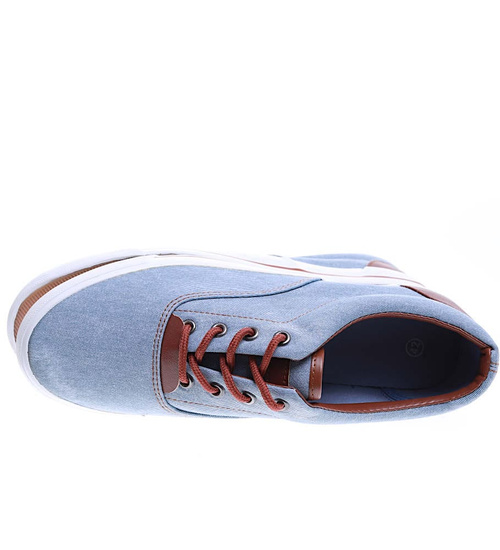 Casualowe męskie trampki z wiązaniami Blue /G2-2 3740 B S199/