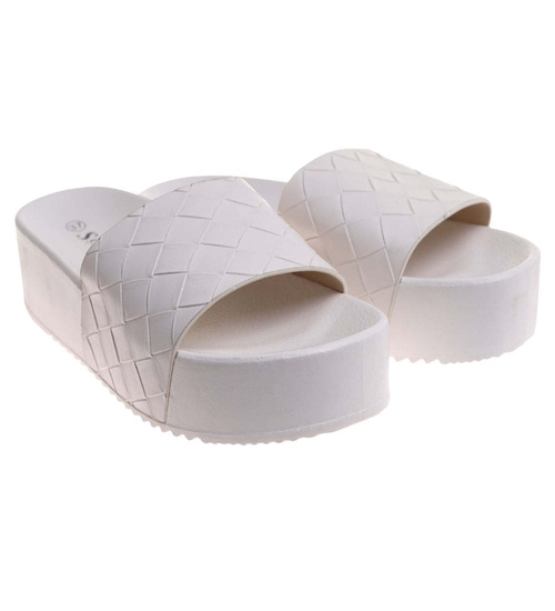 Plażowe białe klapki damskie na platformie /A6-2 17925 T191/