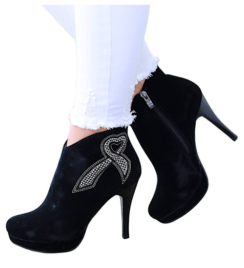 Czarne damskie botki na szpilce /A1-2 16620 T140/