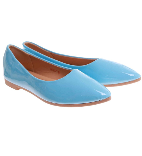 Niebieskie klasyczne baleriny damskie /G5-2 17745 W088/