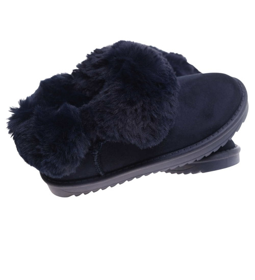 Granatowe kozaki śniegowce z futerkiem /A2-2 17093 T195/