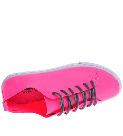 Sznurowane damskie trampki różowe /G1-2 11589 T112/