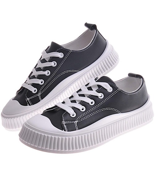 Czarne wiązane trampki creepersy /A5-2 12278 S293/