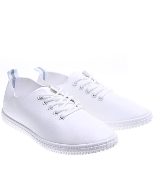 Białe sznurowane tensiówki damskie /G7-2 15856 T276/