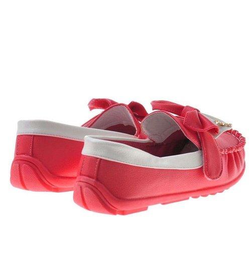 Dziewczęce mokasyny z kokardą Czerwone /C7-2 8993 S1/