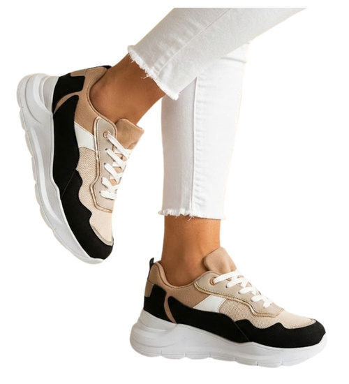 Sznurowane damskie buty sportowe /D9-3 13922 T299/