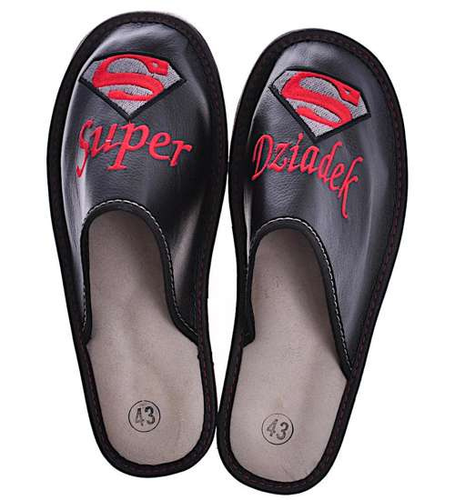 Super Dziadek- skórzane kapcie na prezent /F4-1 10624 S196/
