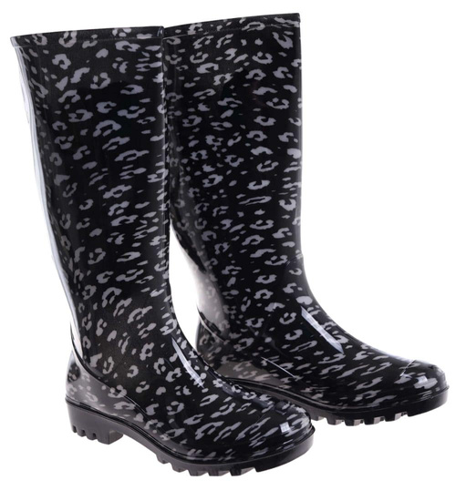 Kalosze damskie z wysoką cholewką Czarne /G6-1 18368 T346/