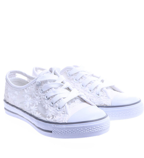 Ażurowe białe trampki dla dziewczynki /B1-2 3222 T144/