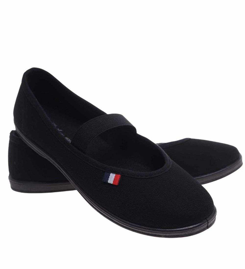 Czarne wsuwane balerinki tenisówki czeszki /B4-2 18836 T293/