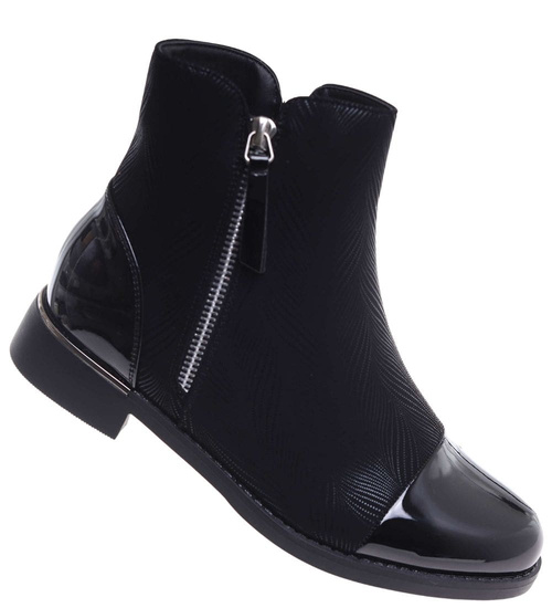 Zimowe czarne botki damskie ocieplane /D2-1 18531  W401/