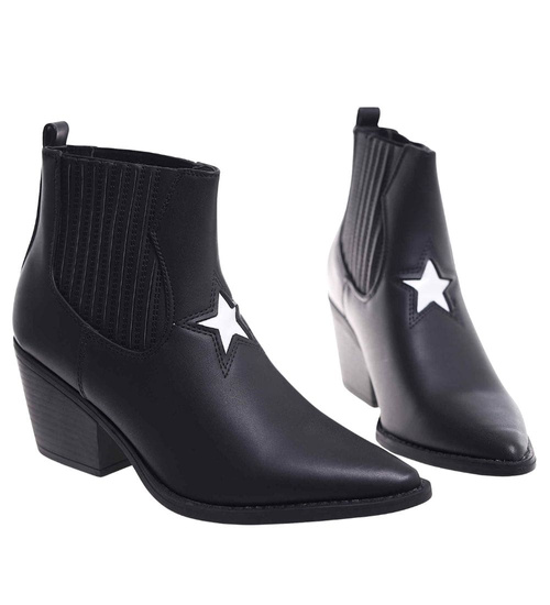 Czarne botki kowbojki lekko ocieplane /G3-3 18305 T199/