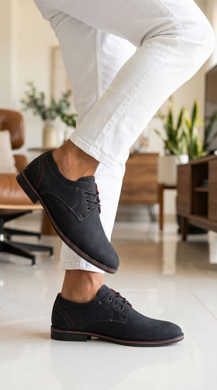 Półbuty czarne sznurowane pantofle /B5-2 18832 T330/