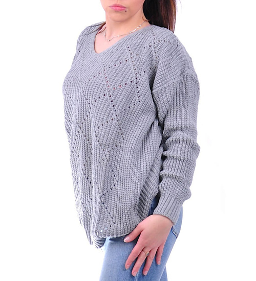 Szary sweterek damski z wzorkiem /D8-1 UB300 U108/