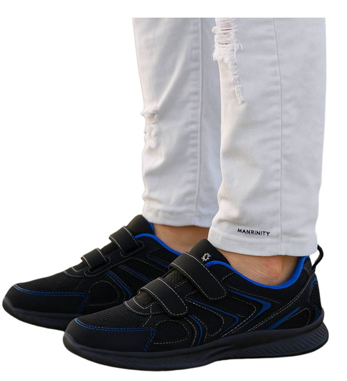 Męskie czarne buty sportowe na rzepy /G1-1 16684 T289/