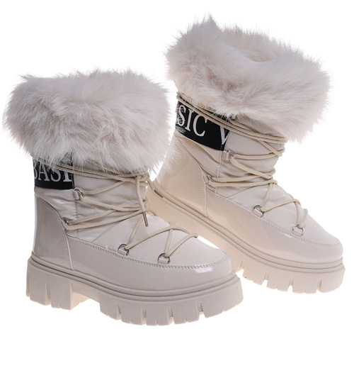 Ocieplane kozaki śniegowce eskimoski Beżowe /D9-1 18606 T388/