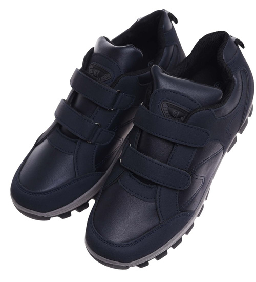 Granatowe męskie buty sportowe na rzepy /C1-3 18195 T388/