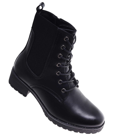 Czarne botki trapery damskie /E4-3 18271 W485/