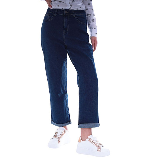 Granatowe jeansowe spodnie Boyfriend /H2 UB855 G340/