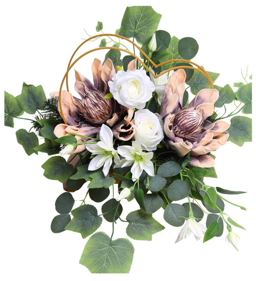 Duży stroik Żółto fioletowe kwiaty KOMP142 M700