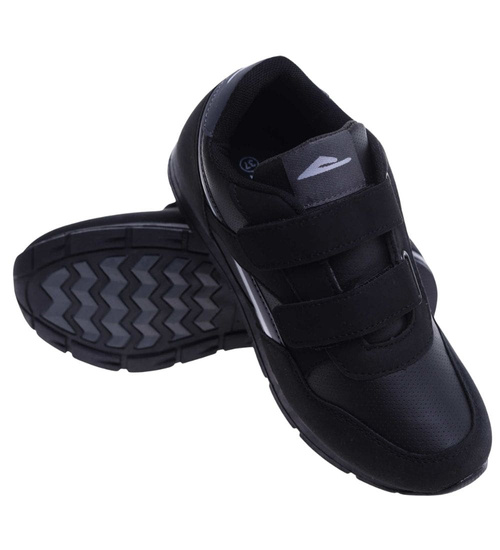 Sportowe czarne buty chłopięce na rzepy /D3-1 18124 T389/