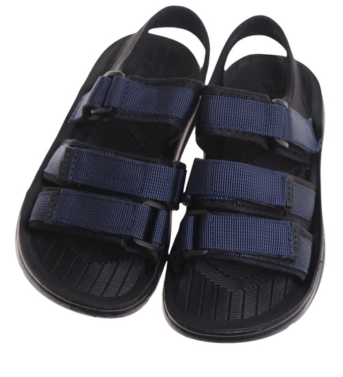 Granatowe chłopięce sandały na rzepy /C6-2 17893 T155/