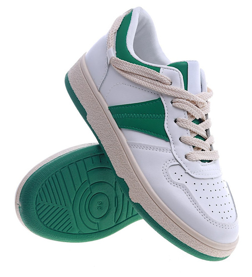 Biało zielone trampki z niską cholewką /D9-2 13536 T285/