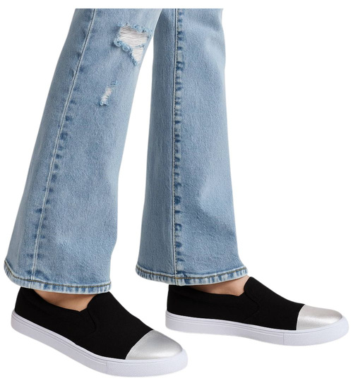 Czarne wsuwane trampki dziewczęce slip on /E5-2 13683  T004/