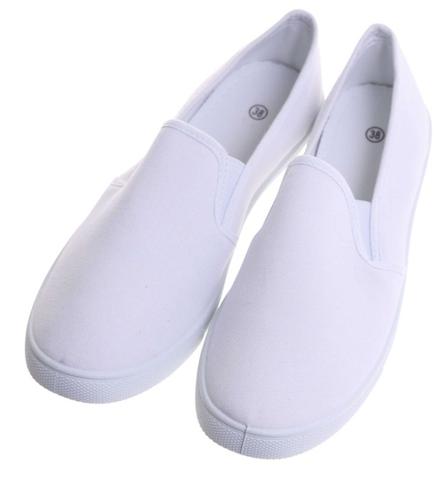 Białe materiałowe tenisówki slip on /C5-2 17772 T280/